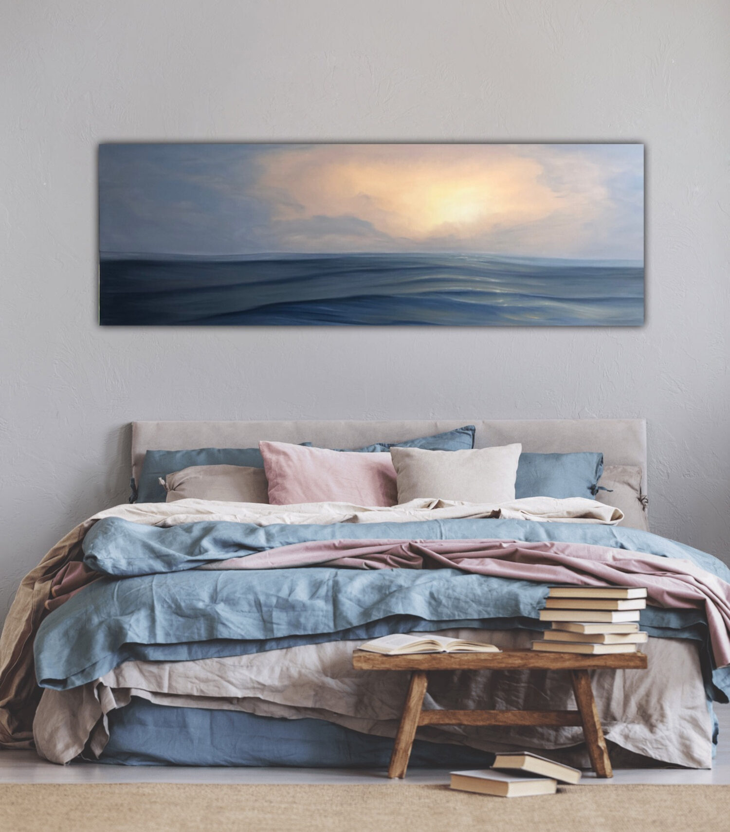 Original Ocean Paintings By Eva Volf, Extra Wide Comforter For King Size Bed